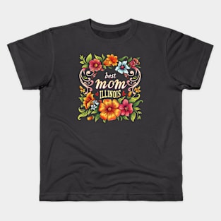 Best Mom From ILLINOIS, mothers day USA Kids T-Shirt